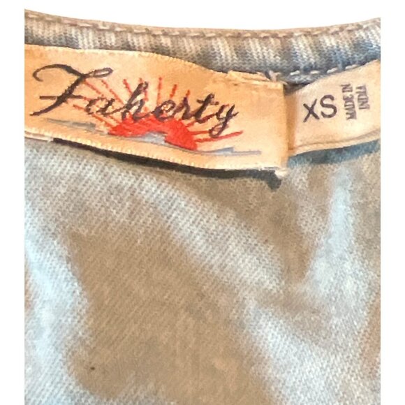 Faherty Queenie Embroidered Dress Chambray Blue XS Boho Cottage Core - Picture 7 of 9